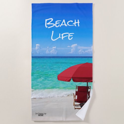 Company Logo Tropical Beach Umbrella Client Gift Beach Towel