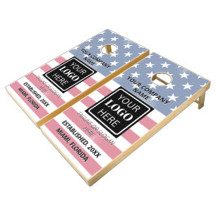 Company Logo USA flag Business Branded Cornhole Set