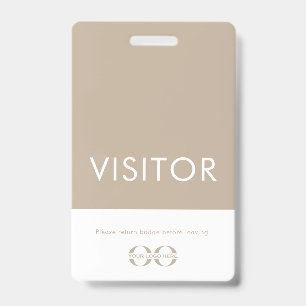 Company Logo Visitor Badge Beige