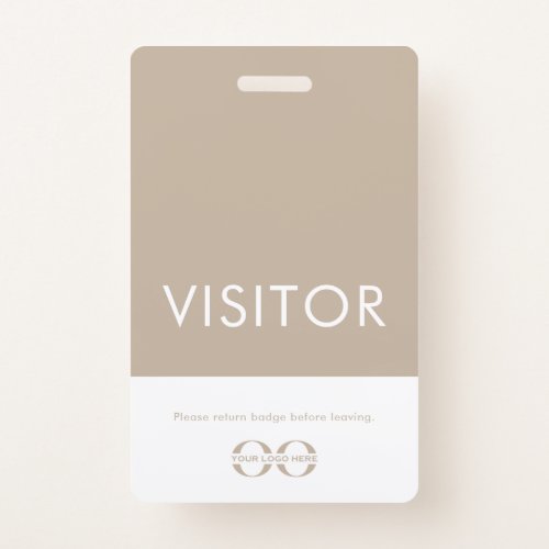 Company Logo Visitor Badge Beige