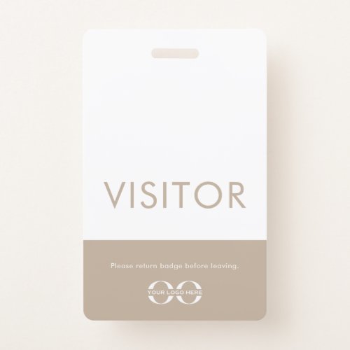 Company Logo Visitor Badge Beige