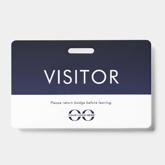Company Logo Visitor Badge Navy Blue (Front)