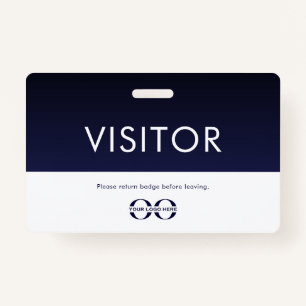 Company Logo Visitor Badge Navy Blue
