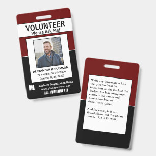 Company Logo Volunteer Modern ID Identification Badge