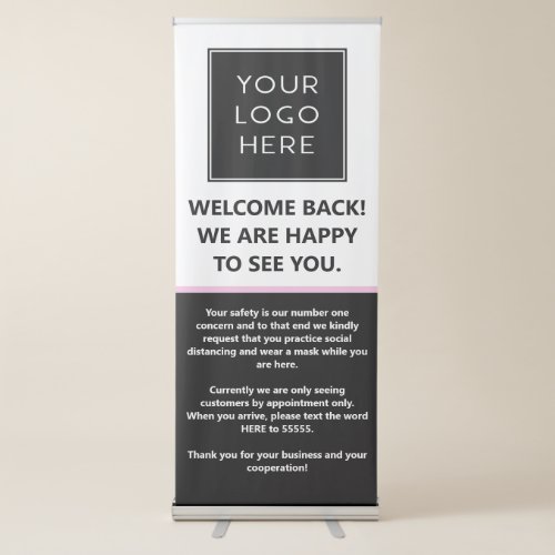 Company Logo Were Open Business Reopening Retractable Banner