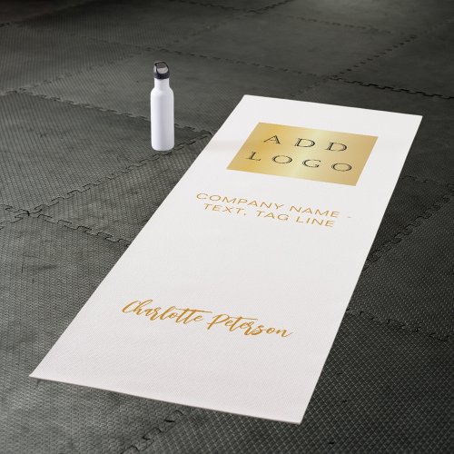 Company logo white classic business studio yoga mat