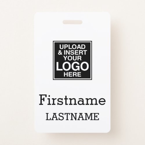 Company Logo with area for First and Last Names Badge