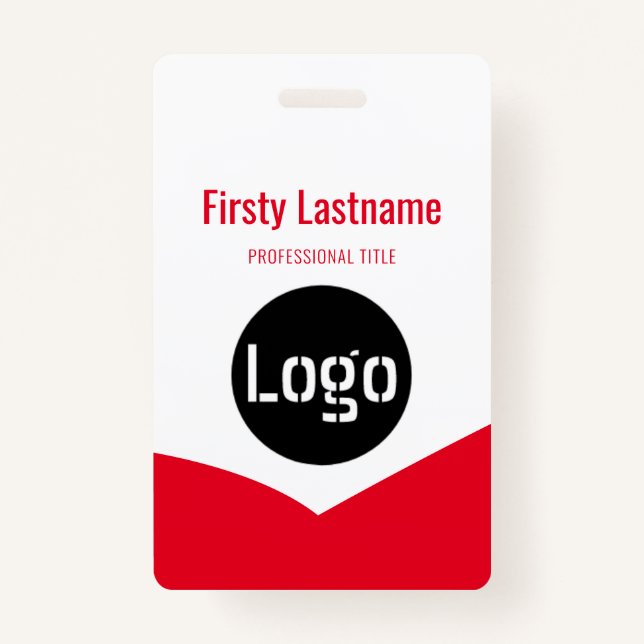 Company Logo with First and Last Names Bar Code Ba Badge (Front)
