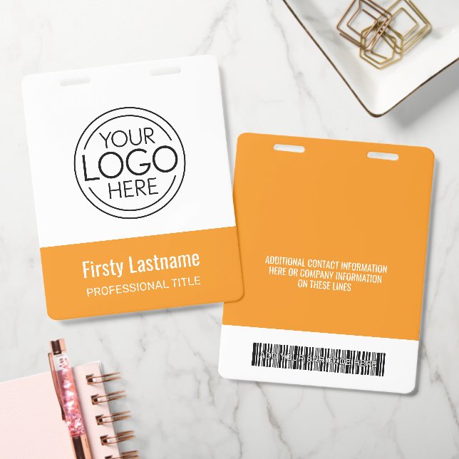Company Logo with First and Last Names Bar Code Badge (Office)