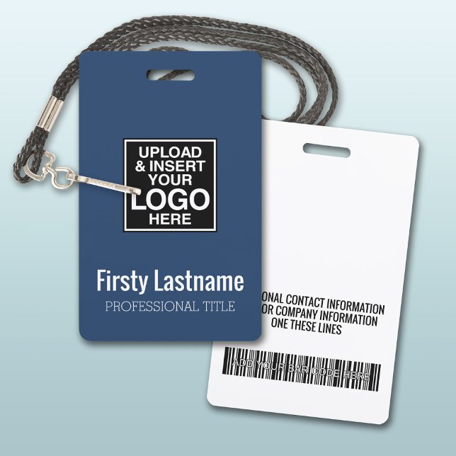 Company Logo with First and Last Names Bar Code Badge (Plastic ID Badge with logo and Credentials)