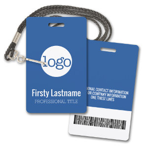 Company Logo with First and Last Names Bar Code Badge