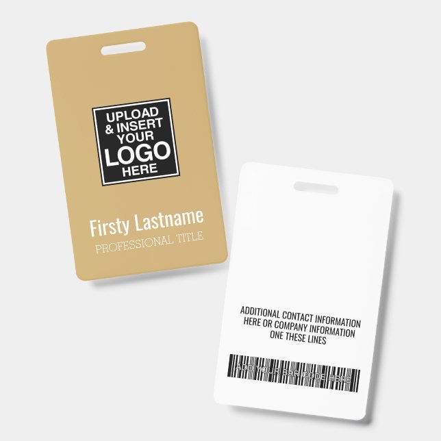Company Logo with First and Last Names Bar Code Badge (Front & Back)