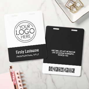Company Logo with First and Last Names Bar Code Badge