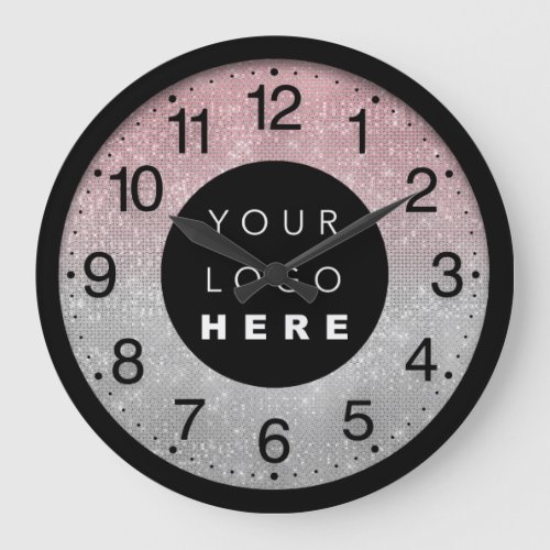 Company Minimalism  Custom Logo Gray Rose Large Clock