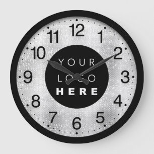 Company Minimalism Custom Logo Gray Silver Large Clock