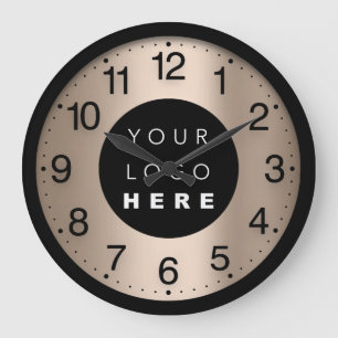 Company Minimalism Ivory Rose Custom Logo Large Clock