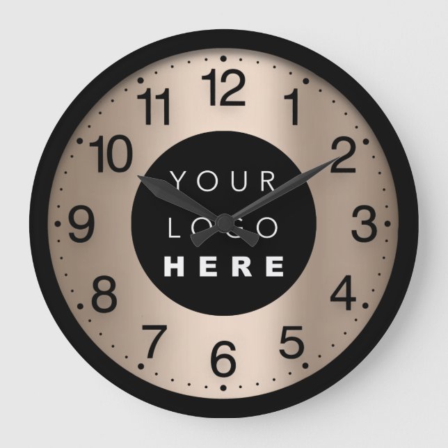 Company Minimalism Ivory Rose Custom Logo Large Clock (Front)