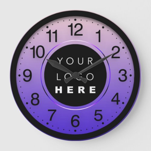 Company Minimalism Purple Rose Custom Logo Large Clock