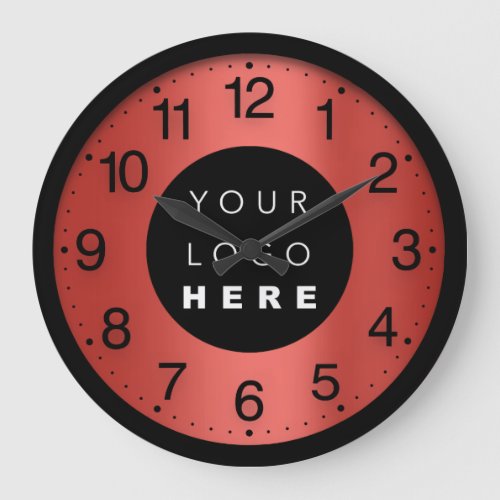 Company Minimalism Red Elegant Custom Logo Large Clock