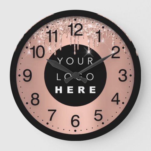 Company Minimalism Rose Blush Drips Logo Large Clock