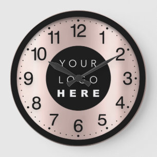 Company Minimalism Rose Pink Custom Logo Large Clock