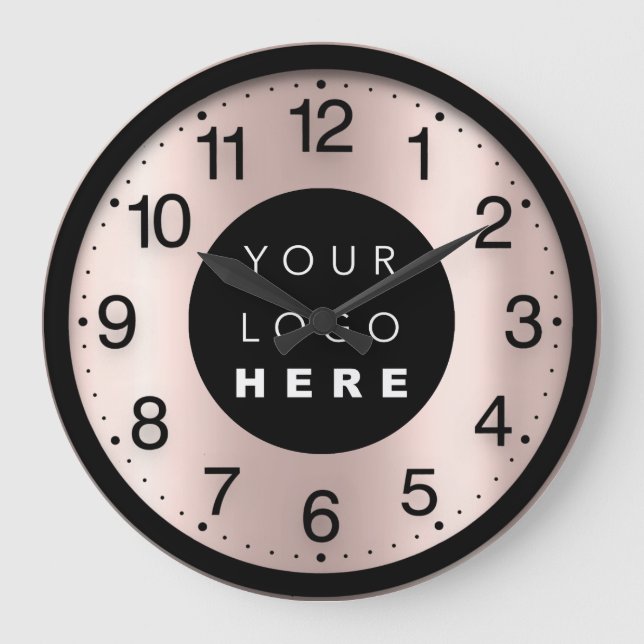 Company Minimalism Rose Pink Custom Logo Large Clock (Front)