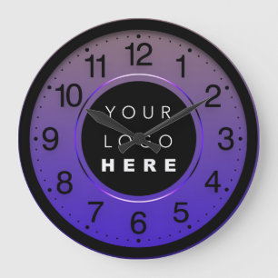 Company Minimalism Violet Rose Custom Logo Large Clock