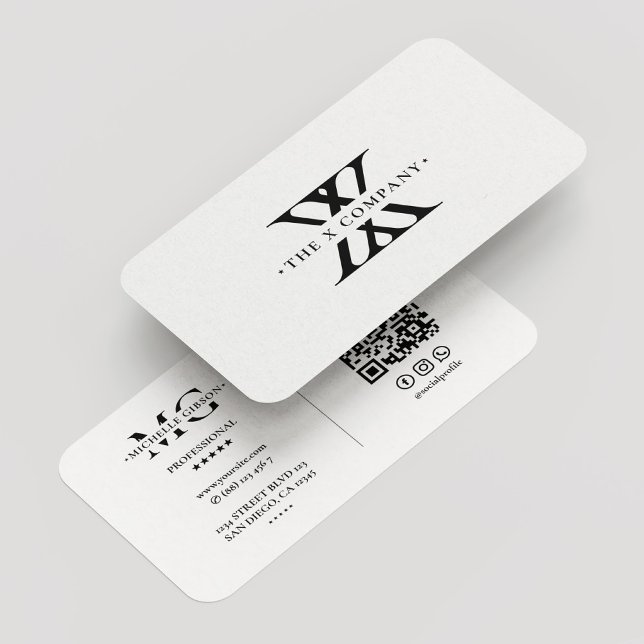 Company Monogram Logo X White Simple Modern Business Card (Company Monogram Logo X White Simple Modern Business Card
)