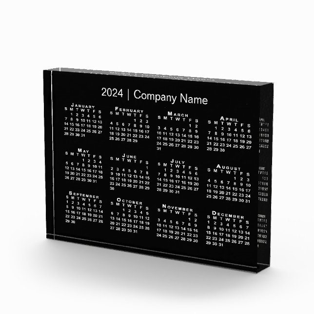 Company Name 2024 Calendar Black Desk Acrylic Award (Right)