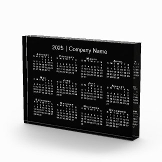 Company Name 2025 Calendar Black Desk Acrylic Award