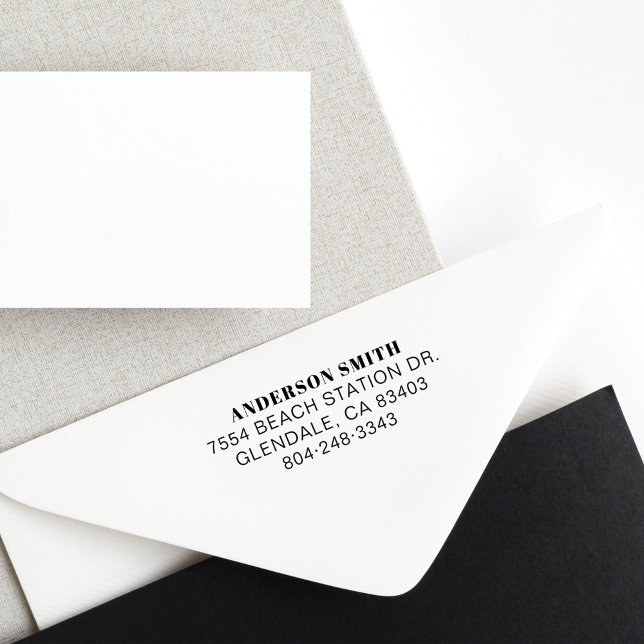 Company Name and Business Return Address Self-inking Stamp (Modern Return Address Rubber Stamp)