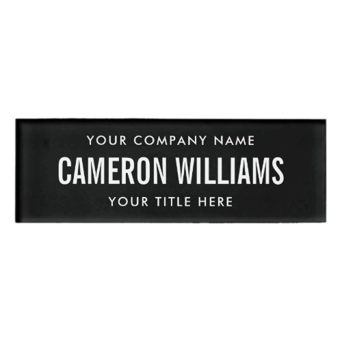 Company name and title black magnetic name tag