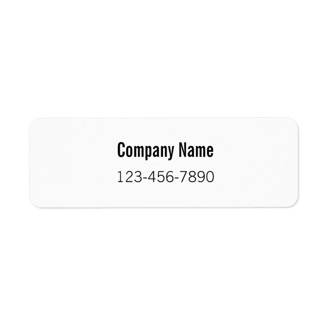 Company Name (Bold) and Phone Number Product Label (Front)