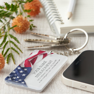 Company Name Business American Flag Keychain