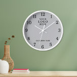 Company Name Business Logo Branded Promo Gray Clock<br><div class="desc">Wall Clocks with company logo make unique corporate promotional gifts. Personalize with your business name and logo. The logo clocks also make great gifts of appreciation for employees.</div>