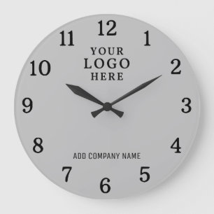 Company Name Business Logo Branded Promo Gray Large Clock