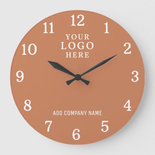 Company Name Business Logo Branded Terracotta Large Clock