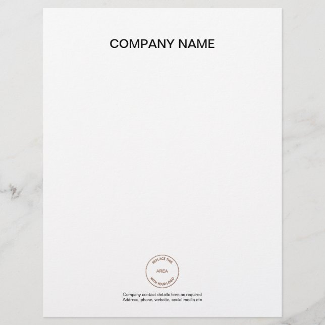 Company Name Business Logo Contact Details White Letterhead (Front)