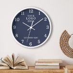 Company Name Business Logo Corporate Blue Branded Clock<br><div class="desc">Wall Clocks with company logo make unique corporate promotional gifts. Personalize with your business name and logo. The logo clocks also make great gifts of appreciation for employees.</div>