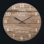 Company Name Business Logo Corporate Branded Wood Large Clock<br><div class="desc">Rustic wood business Wall Clocks with company logo make unique corporate promotional gifts. Personalize with your business name and logo. The logo clocks also make great gifts of appreciation for employees.</div>
