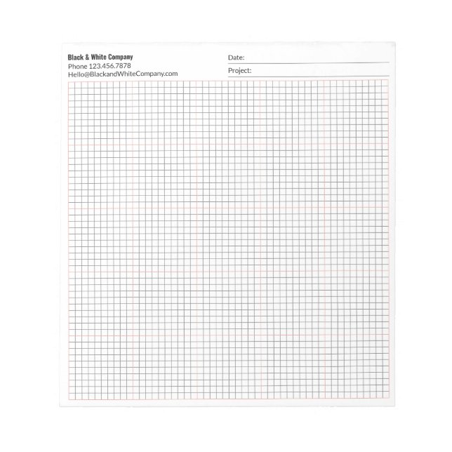 Company Name Contact Project 10x10 Grid Graph Notepad (Front)