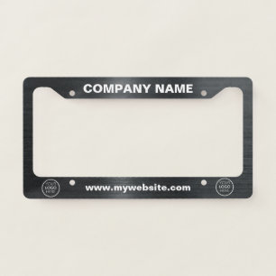 Company Name Custom Logo And Text Metallic Style License Plate Frame