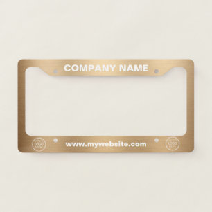 Company Name Custom Logo And Text Metallic Style License Plate Frame