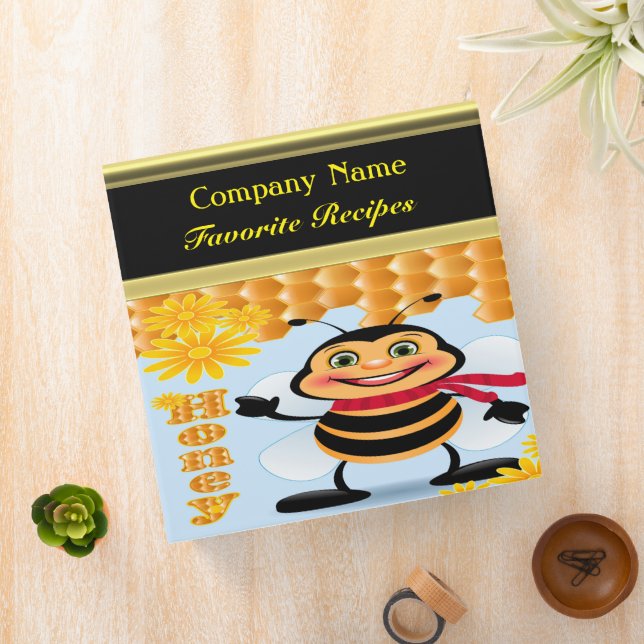Company Name honey bee recipe cookbook 3 Ring Binder (In Situ)