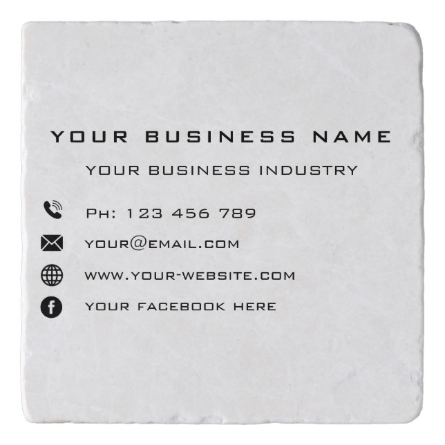 Company Name Info Branded Marble Trivet Example (Front)