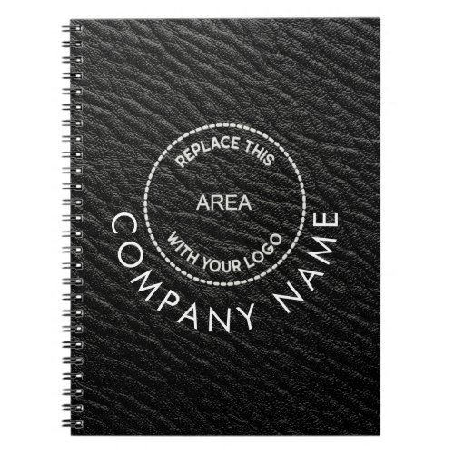 Company Name Logo Black Faux Leather Effect Notebook