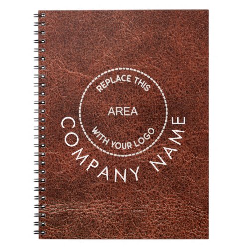 Company Name Logo Brown Faux Leather Effect Notebook