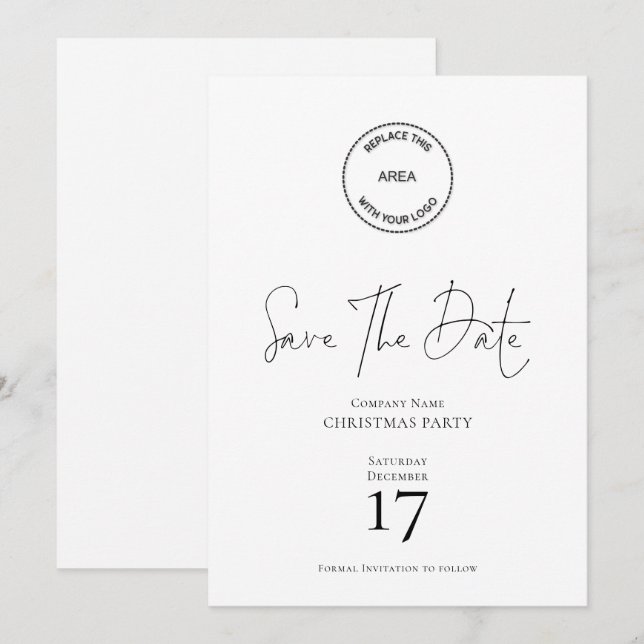Company Name Logo Christmas Party Save the Date Invitation (Front/Back)