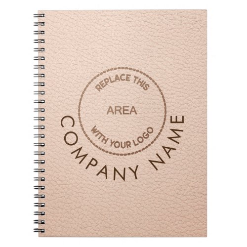 Company Name Logo Ivory Faux Leather Effect Notebook