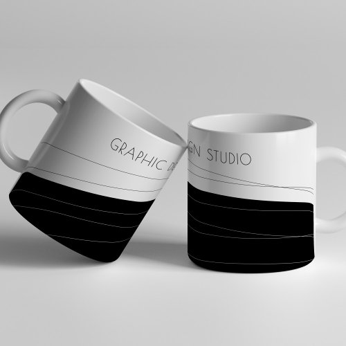 Company name modern black and white personalized coffee mug